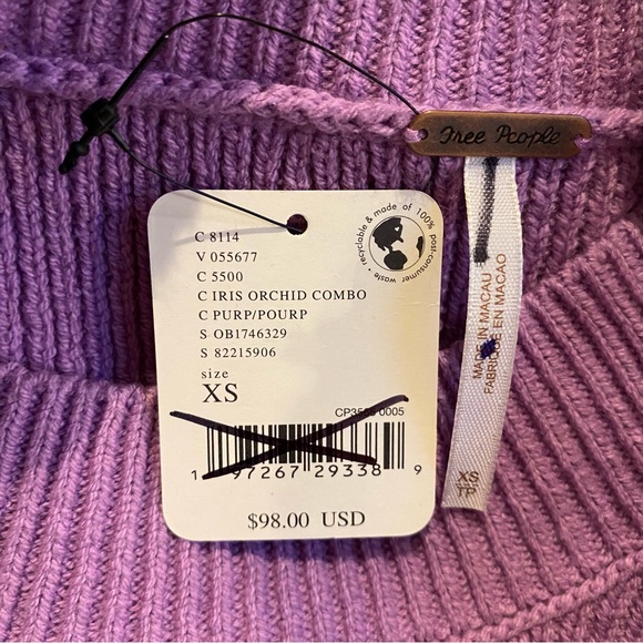 Free People Easy Street Cropped Striped Pullover Oversized Sweater | Size XS - Picture 10 of 11